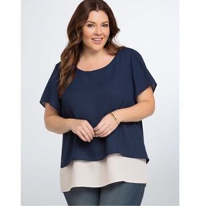 Torrid 2x blouse layered chiffon back slit scoop